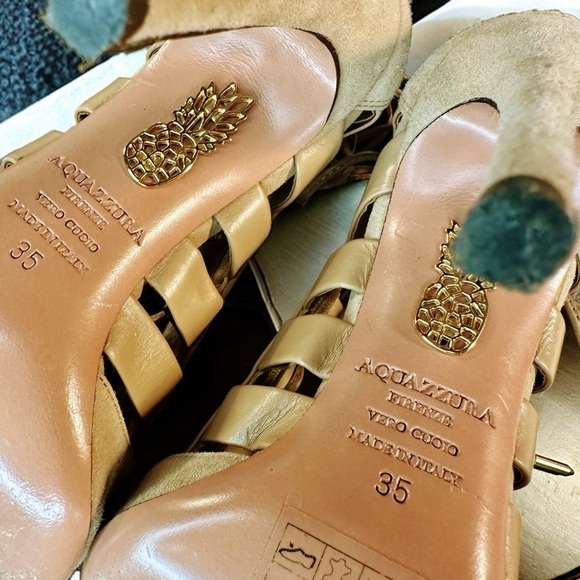 Aquazzura Beige Suede ‘Amazon’ Lace Up Pumps Size 5 ASO Eiza Gonzalez - Picture 12 of 15